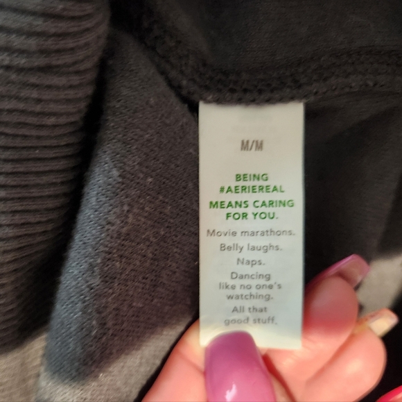 Aerie Gray Cozy Fleece Jogger Zipper Front Medium - Picture 9 of 9